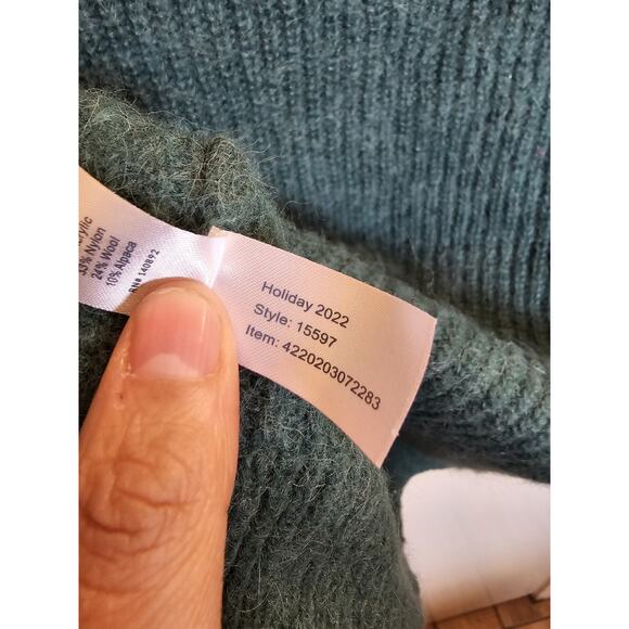Marine Layer Sweater Green Wool Blend Crew Neck Knit Pullover Small **FLAW** - Picture 6 of 9